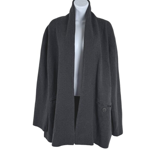 J. Crew Camille Shawl Collar Sweater Blazer XL Gray Merino Wool Blend CJ-2191 - Picture 3 of 9